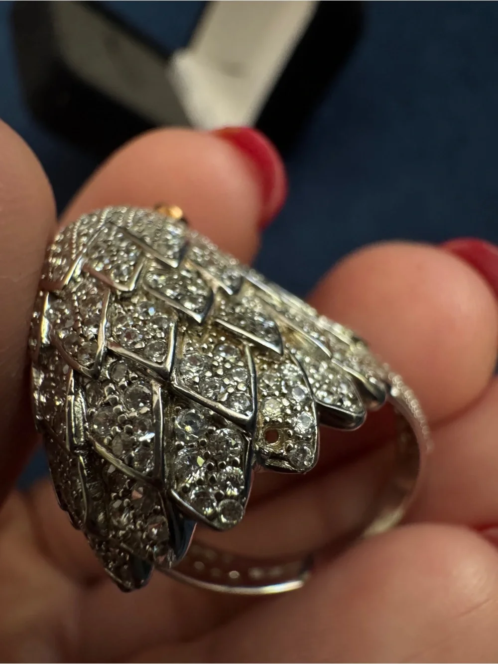Eagle Head 925 Sterling Silver and 14k eye Ring size 7.5